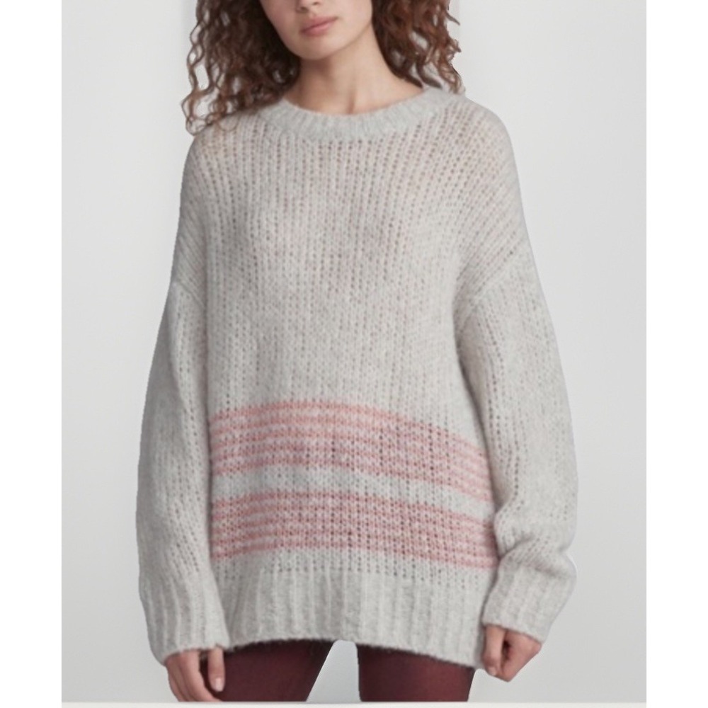 Rag & Bone Iceland Striped Wool Alpaca Cashmere Knit Sweater Gray Pink Sz XS